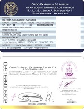 Credencial masonería azul